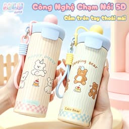 LULU LIFE Bình giữ nhiệt INOX 316 600ml họa tiết dễ thương kèm ống hút, chống tràn giữ nóng lạnh cho học sinh 6