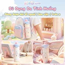 LULU LIFE Bình giữ nhiệt INOX 316 600ml họa tiết dễ thương kèm ống hút, chống tràn giữ nóng lạnh cho học sinh 7