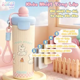 LULU LIFE Bình giữ nhiệt INOX 316 600ml họa tiết dễ thương kèm ống hút, chống tràn giữ nóng lạnh cho học sinh 4