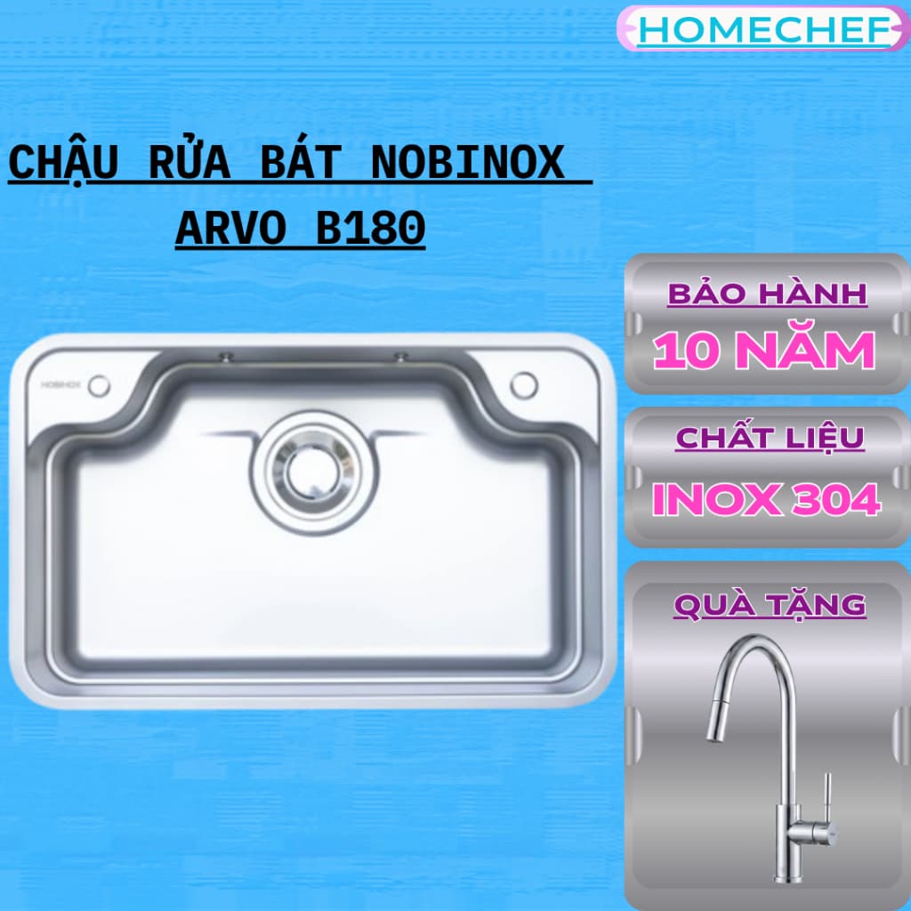 CHẬU RỬA BÁT 1 HỐ NOBINOX ARVO B180