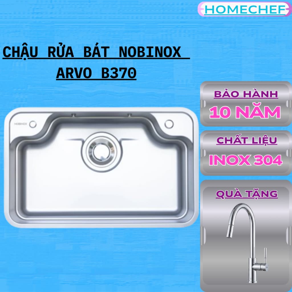CHẬU RỬA BÁT 1 HỐ NOBINOX ARVO B370