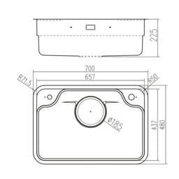 CHẬU RỬA BÁT 1 HỐ NOBINOX ARVO B370 6