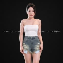 Quần Short Jean Nữ Lộ Lòi Túi Lai Gấp ,Quần đùi nữ lòi túi chất jean cotton mềm mịn 2