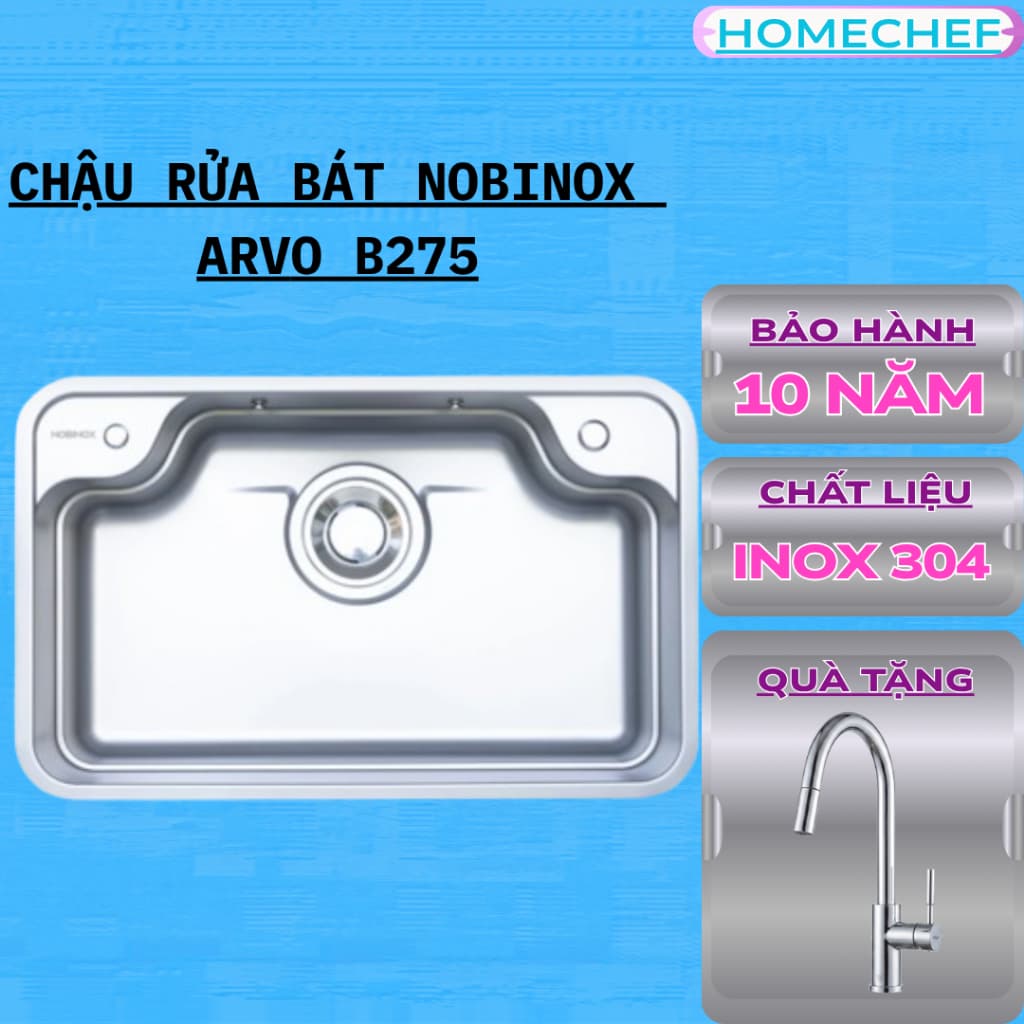 CHẬU RỬA BÁT 1 HỐ NOBINOX ARVO B275