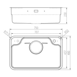 CHẬU RỬA BÁT 1 HỐ NOBINOX ARVO B275 7