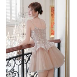 Trân Ali ĐẦM REN LƯỚI KIM SA KÈM CHARM ĐÁ THỜI TRANG THIẾT KẾ 3
