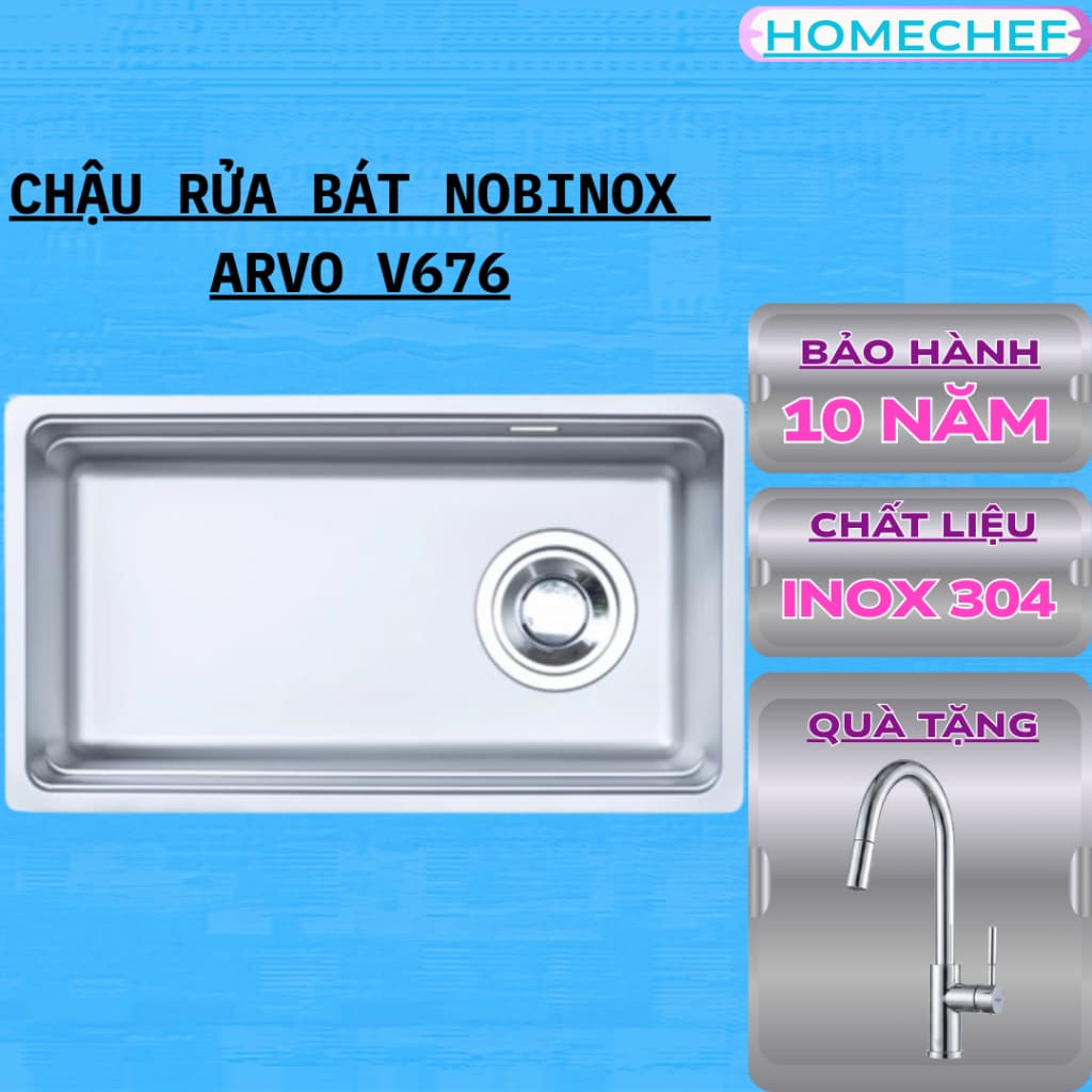 CHẬU RỬA BÁT 1 HỐ NOBINOX ARVO V676