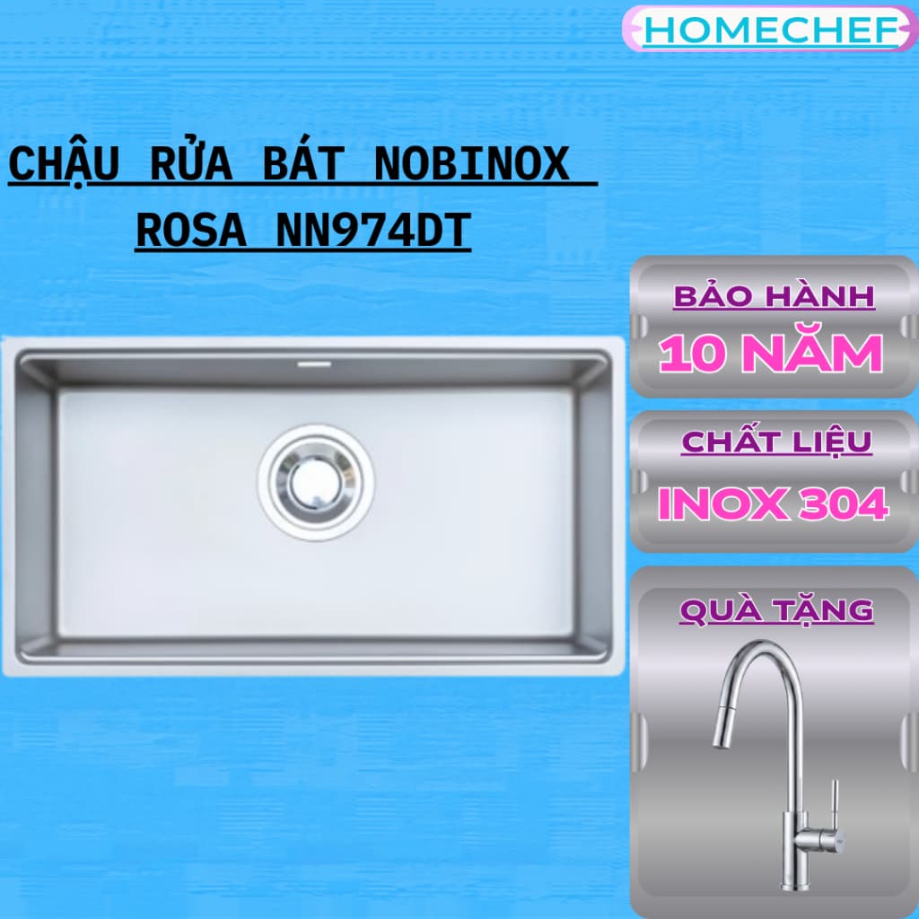 CHẬU RỬA BÁT 1 HỐ NOBINOX ROSA NN974DT