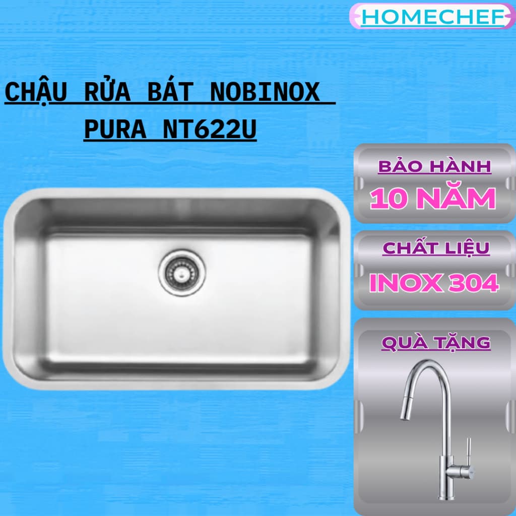 CHẬU RỬA BÁT 1 HỐ NOBINOX PURA NT622U