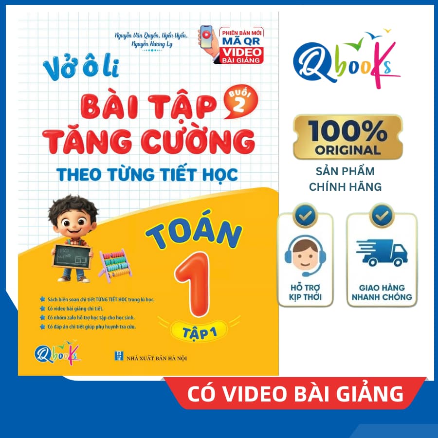 Sách - Vở Ô Li Bài Tập Tăng Cường Toán 1 Tập 1 (Buổi 2) - Kèm Mã QR Video Bài Giảng và Đáp Án - Qbooks