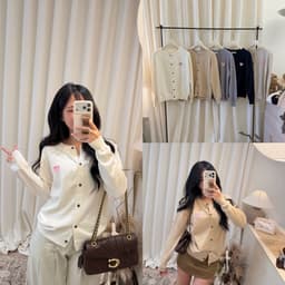𝟏𝟒𝐚𝐦.𝐬𝐭𝐮𝐝𝐢𝐨 | Áo Khoác Cardigan Len Cổ Tròn Dệt Kim Dài Tay Thêu Trái Tim Cài Cúc Hàn Quốc 2