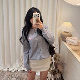𝟏𝟒𝐚𝐦.𝐬𝐭𝐮𝐝𝐢𝐨 | Áo Khoác Cardigan Len Cổ Tròn Dệt Kim Dài Tay Thêu Trái Tim Cài Cúc Hàn Quốc 3