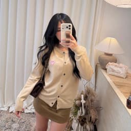 𝟏𝟒𝐚𝐦.𝐬𝐭𝐮𝐝𝐢𝐨 | Áo Khoác Cardigan Len Cổ Tròn Dệt Kim Dài Tay Thêu Trái Tim Cài Cúc Hàn Quốc 4