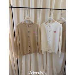 𝟏𝟒𝐚𝐦.𝐬𝐭𝐮𝐝𝐢𝐨 | Áo Khoác Cardigan Len Cổ Tròn Dệt Kim Dài Tay Thêu Trái Tim Cài Cúc Hàn Quốc 6