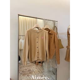 𝟏𝟒𝐚𝐦.𝐬𝐭𝐮𝐝𝐢𝐨 | Áo Khoác Cardigan Len Cổ Tròn Dệt Kim Dài Tay Thêu Trái Tim Cài Cúc Hàn Quốc 7