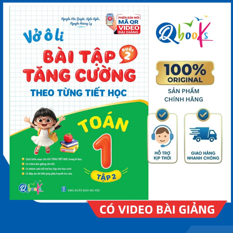 Sách - Vở Ô Li Bài Tập Tăng Cường Toán 1 Tập 2 (Buổi 2) - Kèm Mã QR Video Bài Giảng và Đáp Án - Qbooks
