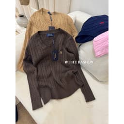 𝟏𝟒𝐚𝐦.𝐬𝐭𝐮𝐝𝐢𝐨 | Áo Len Cổ Tim Nữ Dệt Kim Vặn Thừng Tay Dài Thêu Ngựa Style Hàn Quốc Thu Đông 6