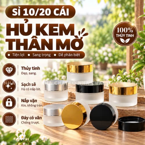 (SỈ 10/20 CÁI ) Hũ Chiết Mỹ Phẩm Thủy Tinh Mờ 5GR 10GR 20GR 30GR 50GR- Hủ Kem Chiết Mĩ Phẩm Nhỏ Mini Nhập Khẩu Giá Rẻ