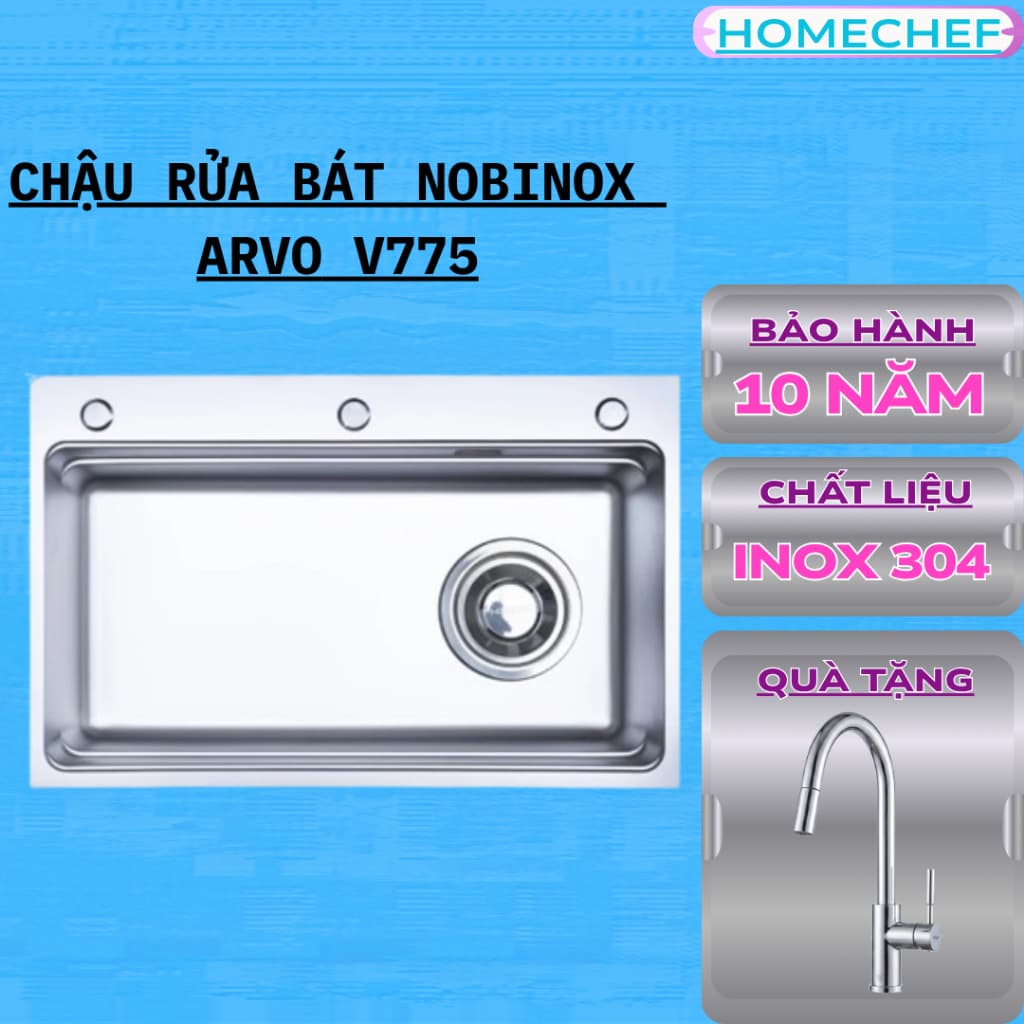 CHẬU RỬA BÁT 1 HỐ NOBINOX ARVO V775