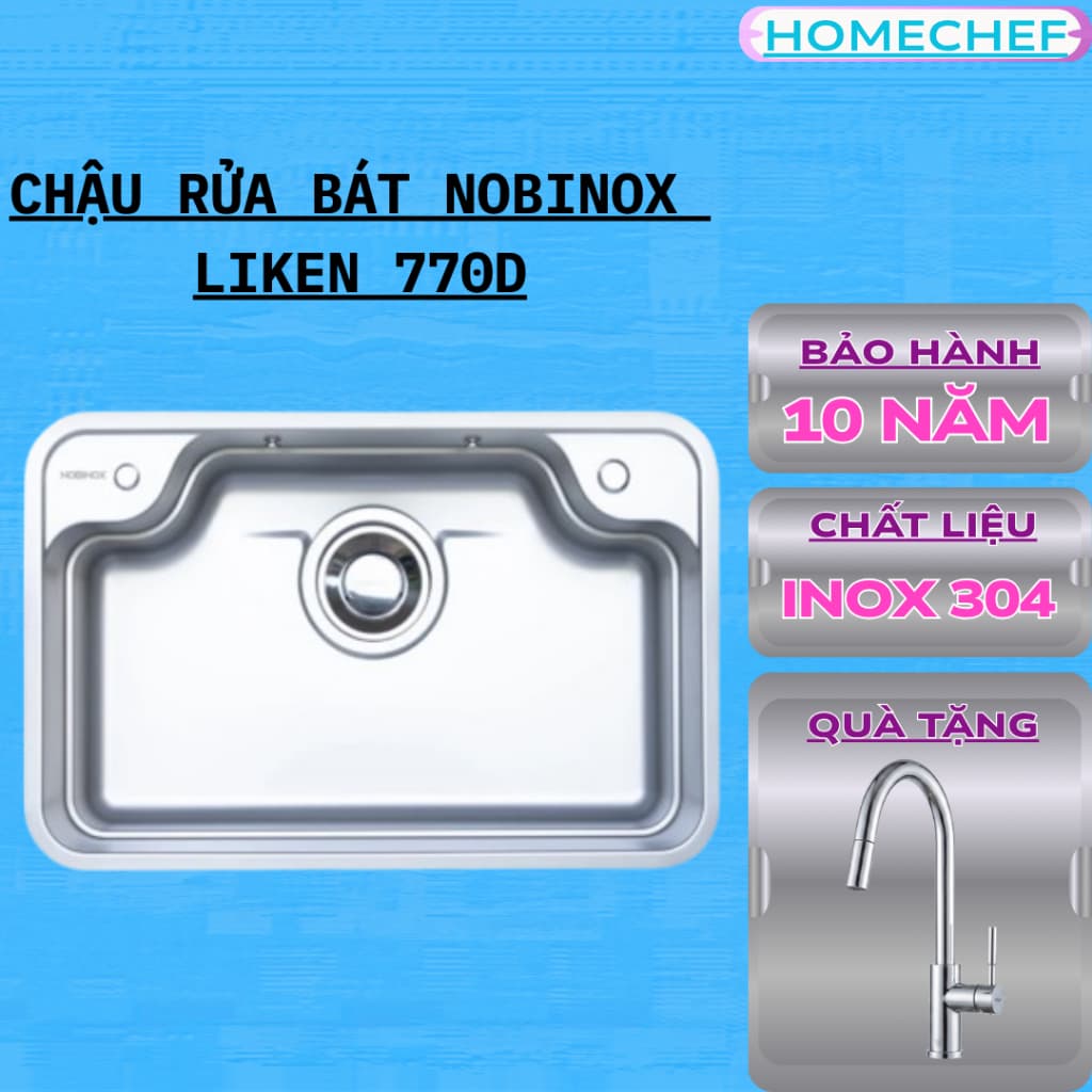 CHẬU RỬA BÁT 1 HỐ NOBINOX LIKEN 770D