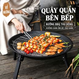 BẾP NƯỚNG BBQ THAN GẤP GỌN – BẾP NƯỚNG DÃ NGOẠI 55×55CM KÈM VỈ VÀ PHỤ KIỆN 5