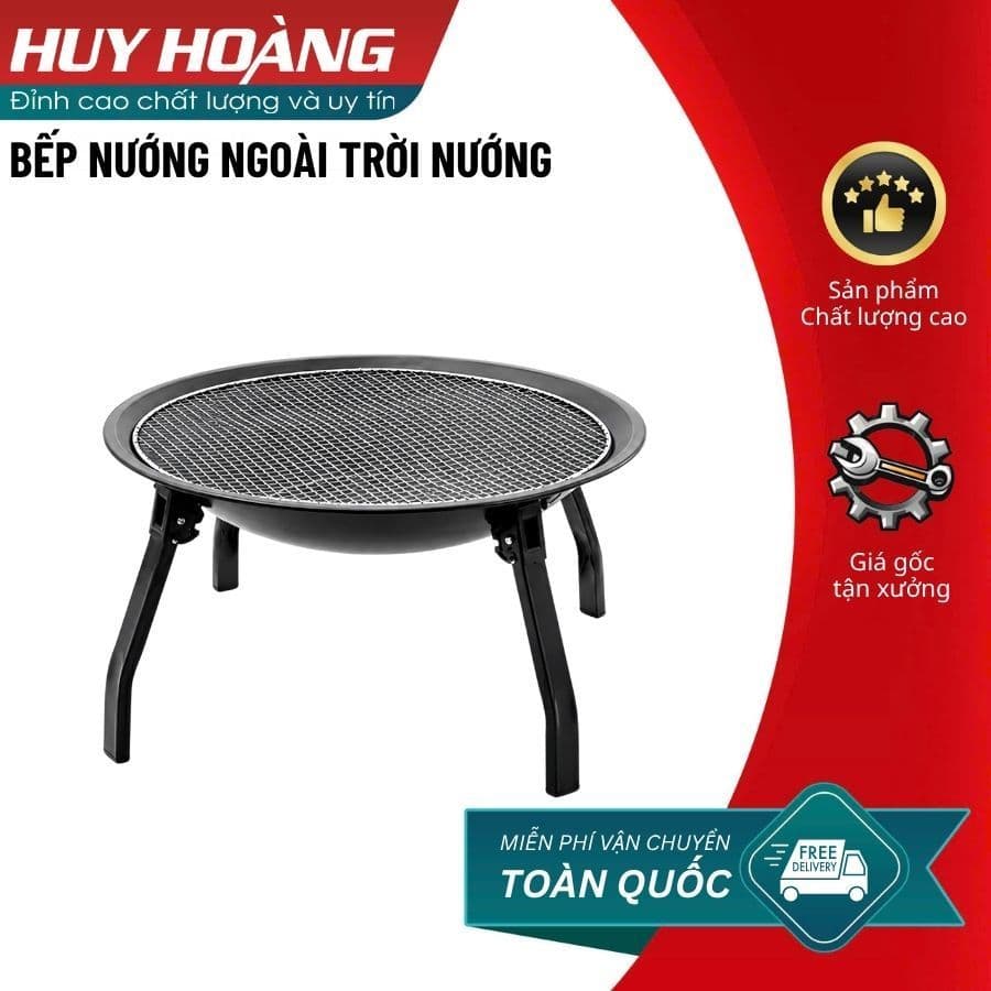 BẾP NƯỚNG THAN DÃ NGOẠI GẤP GỌN – LÒ BBQ GIA ĐÌNH 55×55CM KÈM VỈ NƯỚNG VÀ PHỤ KIỆN