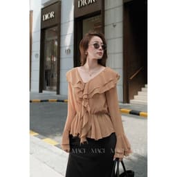 Áo Bèo Tầng Dài Tay Bo Chun Eo Chất Chiffon Hàn Mềm Rủ MACI MCAADNA0413 Thời Trang Nữ Thiết Kế 8