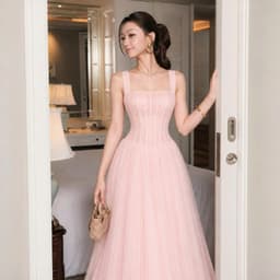 Đầm Dài Nữ Dự Tiệc Cúp Ngực Ôm Eo Dáng Xòe Phối Tà Voan Dài Tiểu Thư Sang Chảnh Đi Cưới 4