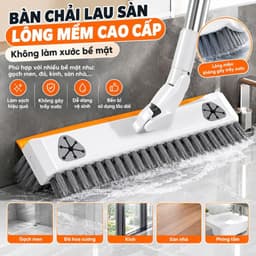 Cây Chà Sàn 3 Trong 1 Xoay 180 Độ Inox HUTO Chổi Cọ Sàn Gạt Nước Nhà Tắm Đa Năng 6