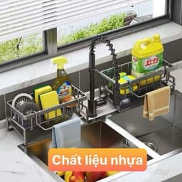 COMBO 3 Khay Đựng Inox Có Kệ Hứng Cạnh Bồn Rửa - Kệ Đựng Đồ Rửa Chén Bát Có Khay Hứng Nước 2