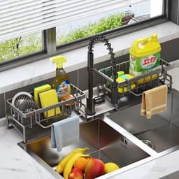 COMBO 3 Khay Đựng Inox Có Kệ Hứng Cạnh Bồn Rửa - Kệ Đựng Đồ Rửa Chén Bát Có Khay Hứng Nước 1