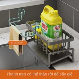 COMBO 3 Khay Đựng Inox Có Kệ Hứng Cạnh Bồn Rửa - Kệ Đựng Đồ Rửa Chén Bát Có Khay Hứng Nước 4