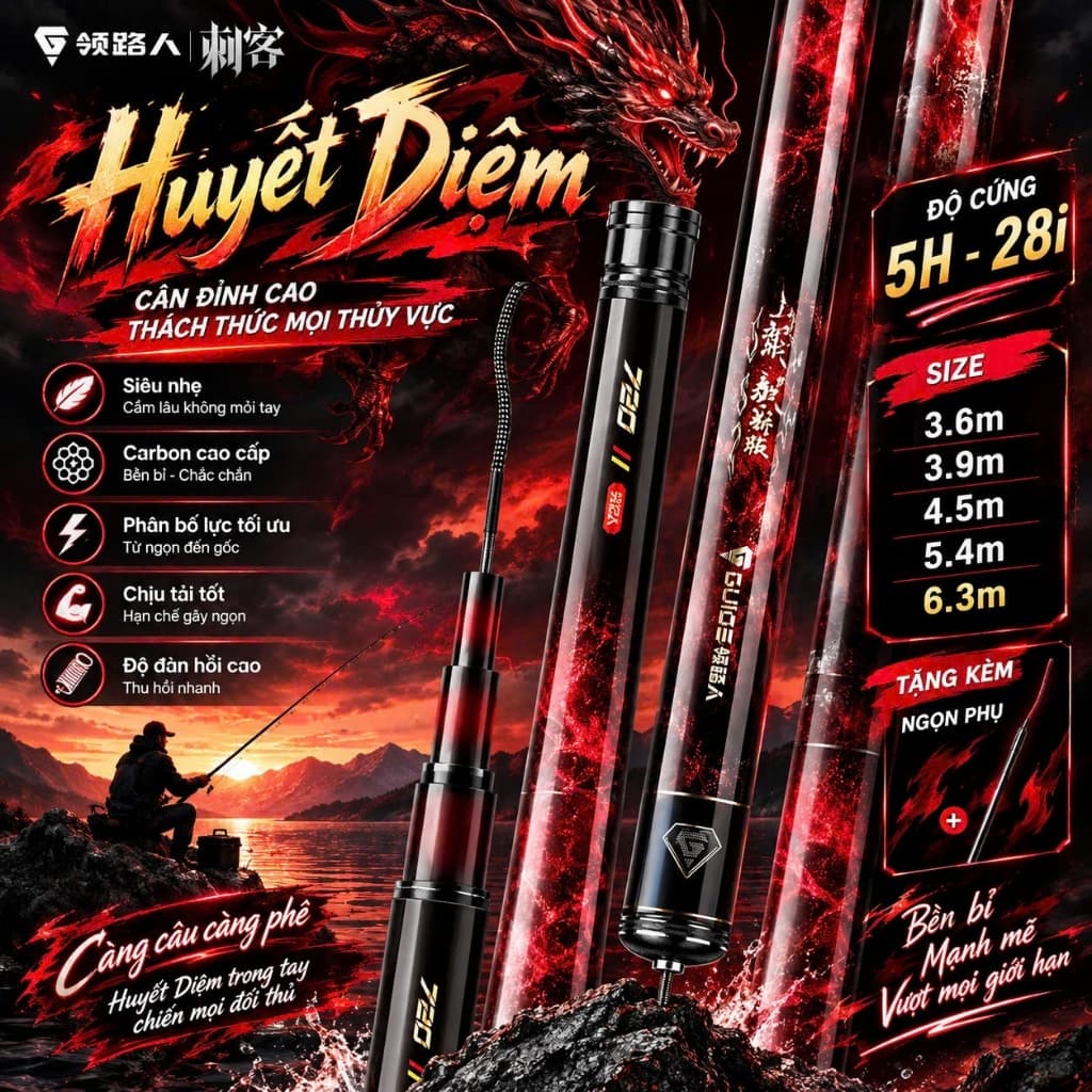 Guide Huyết Diệm 5H Phân Bố Lực 28i Tặng Kèm Ngọn Phụ.