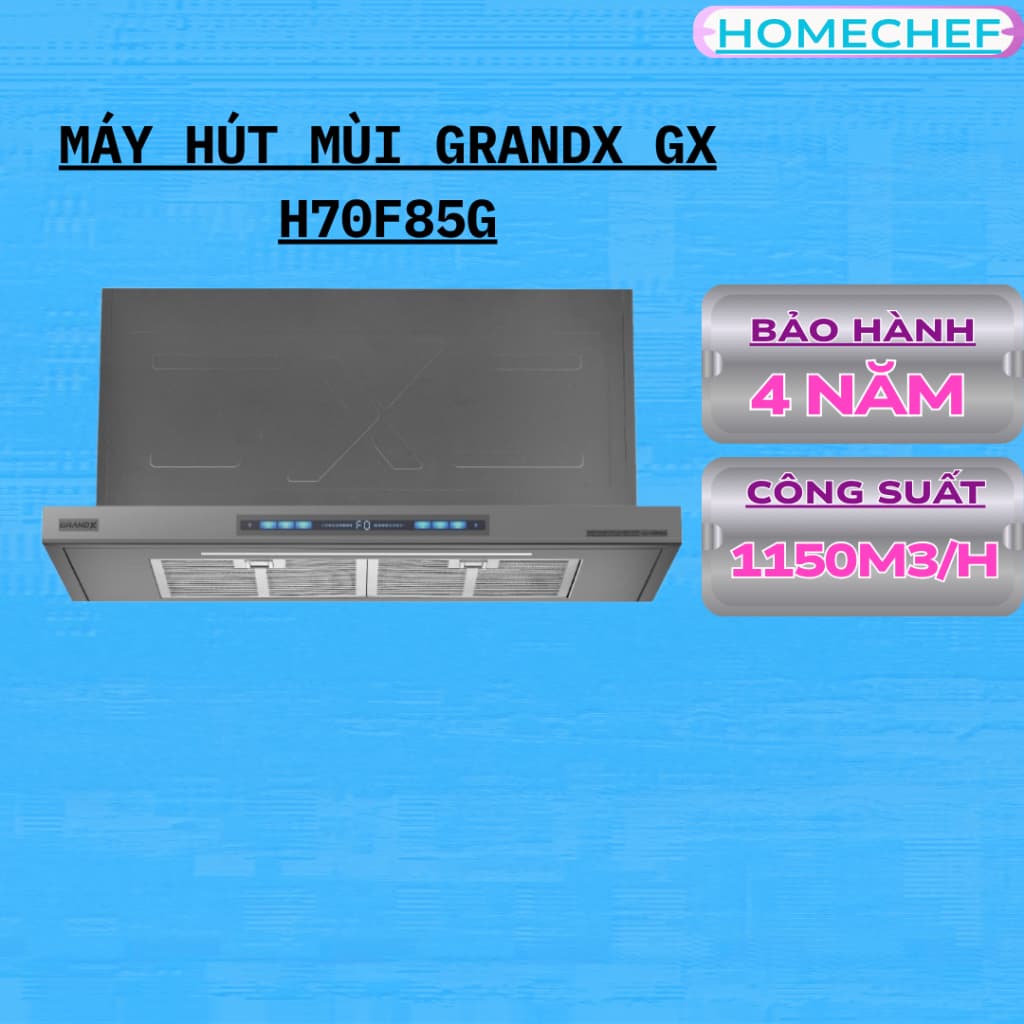 Máy hút mùi âm tủ màu xám 70cm GrandX GX H70F85G