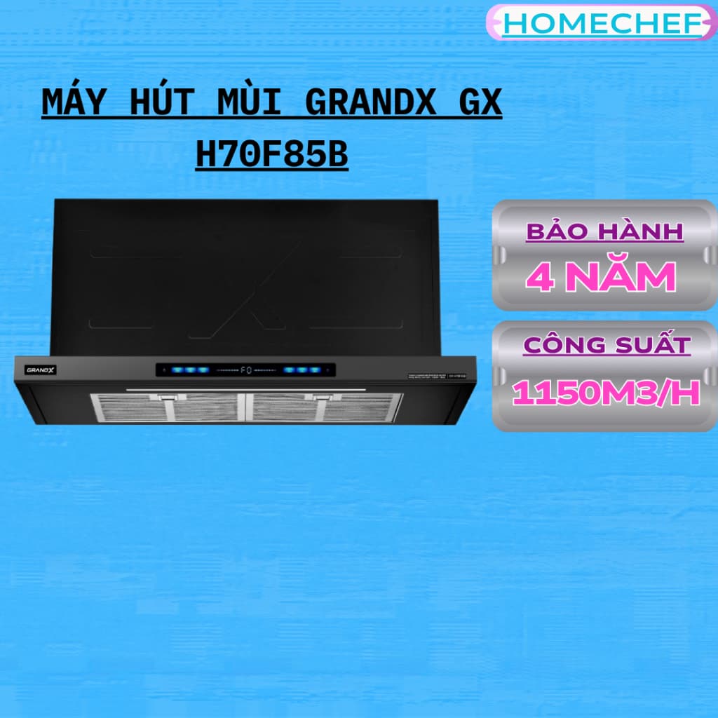 Máy hút mùi âm tủ màu đen 70cm GrandX GX H70F85B