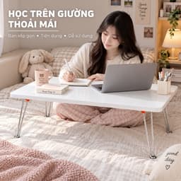 Bàn Gấp Gọn Mini Ngồi Bệt Chân Kẹp V – Bàn Xếp Học Trên Giường, Đi Dã Ngoại ,Mặt bàn MDF Phủ Melamine Dày 18mm 2
