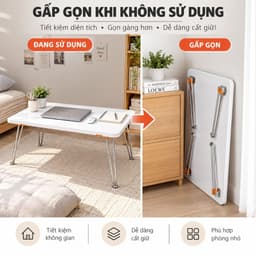 Bàn Gấp Gọn Mini Ngồi Bệt Chân Kẹp V – Bàn Xếp Học Trên Giường, Đi Dã Ngoại ,Mặt bàn MDF Phủ Melamine Dày 18mm 3