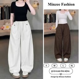 Quần Kaki Nhật Ống Rộng Cạp Chun Co Dãn Dễ Mặc Form Xinh MA392 1