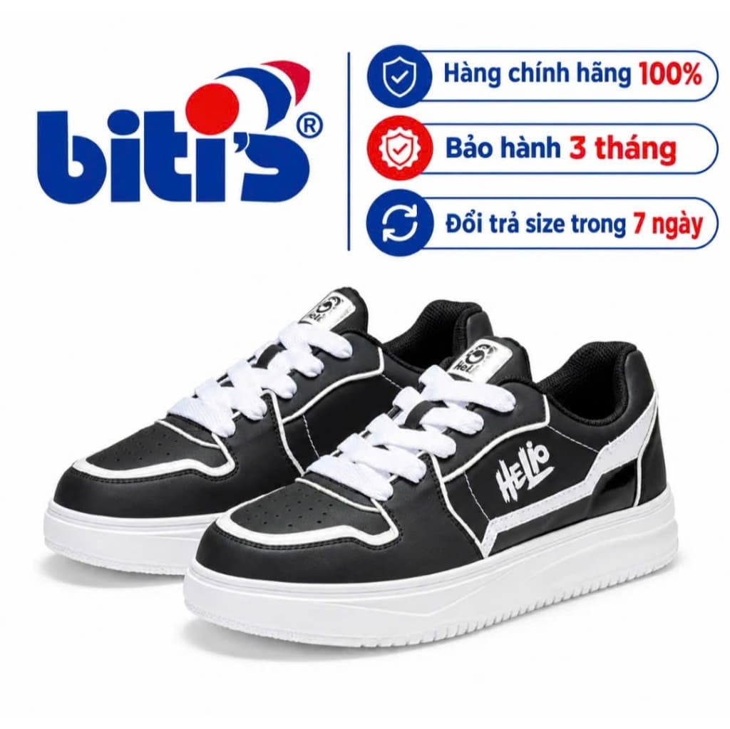 Giày Thể Thao Biti's Nam Đen Trắng "Hello" BSB010800 – Phong Cách Casual Năng Động, Cá Tính size 37-44