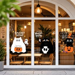 [Hỏa Tốc] Sticker Halloween Dán Kính Trang Trí Cửa Kính DC18 - Decal Mèo Bí Ngô Ma Quái Cho Quán Cafe, Cửa Hàng, Lễ Hội 1