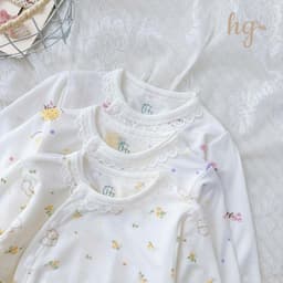 Body Suit Dài Tay Sơ Sinh Petit HG Cổ Ren Bèo Họa Tiết Nhí Mềm Mại Cho Bé 3-8kg - BS4 7