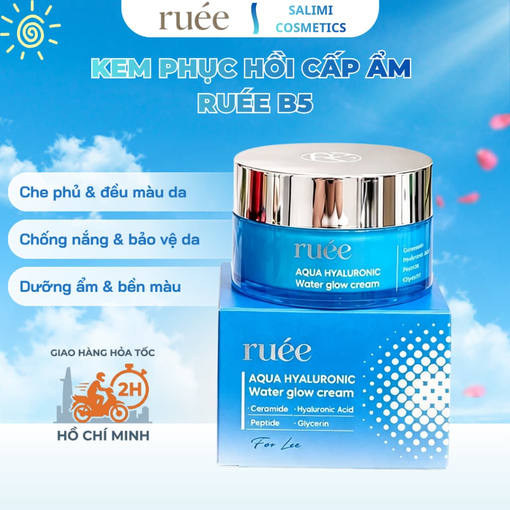 Kem Phục Hồi Cấp Ẩm RUÉE B5 Aqua Hyaluronic Water Glow Cream 50ml – Cấp Ẩm Sâu, Da Căng Bóng Mềm Mịn