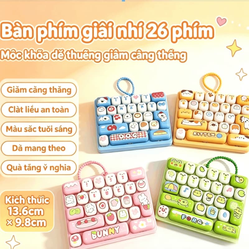 🔥🔥【Hàng có sẵn】🔥🔥Móc khóa đồ chơi giải stress bàn phím giải thưởng trẻ em 26 phím