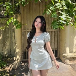 Set Áo Peplum Lụa Tay Phồng Phối Chân Váy Ngắn Tiểu Thư Sang Chảnh Dự Tiệc Noel Tết 2026 2