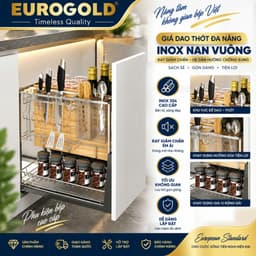 Kệ đựng dao thớt kèm gia vị Inox 304 nan vuông Eurogold 1