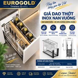 Kệ đựng dao thớt kèm gia vị Inox 304 nan vuông Eurogold 3