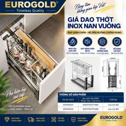 Kệ đựng dao thớt kèm gia vị Inox 304 nan vuông Eurogold 4
