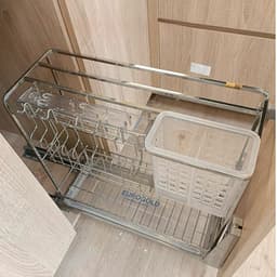 Kệ đựng dao thớt kèm gia vị Inox 304 nan vuông Eurogold 6