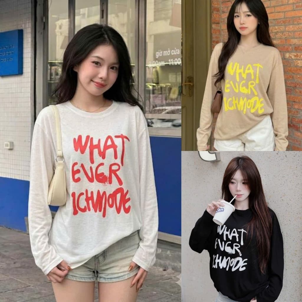 Áo thun giấy mỏng dài tay in chữ phong cách chất thun giấy form rộng A129 SUTANO
