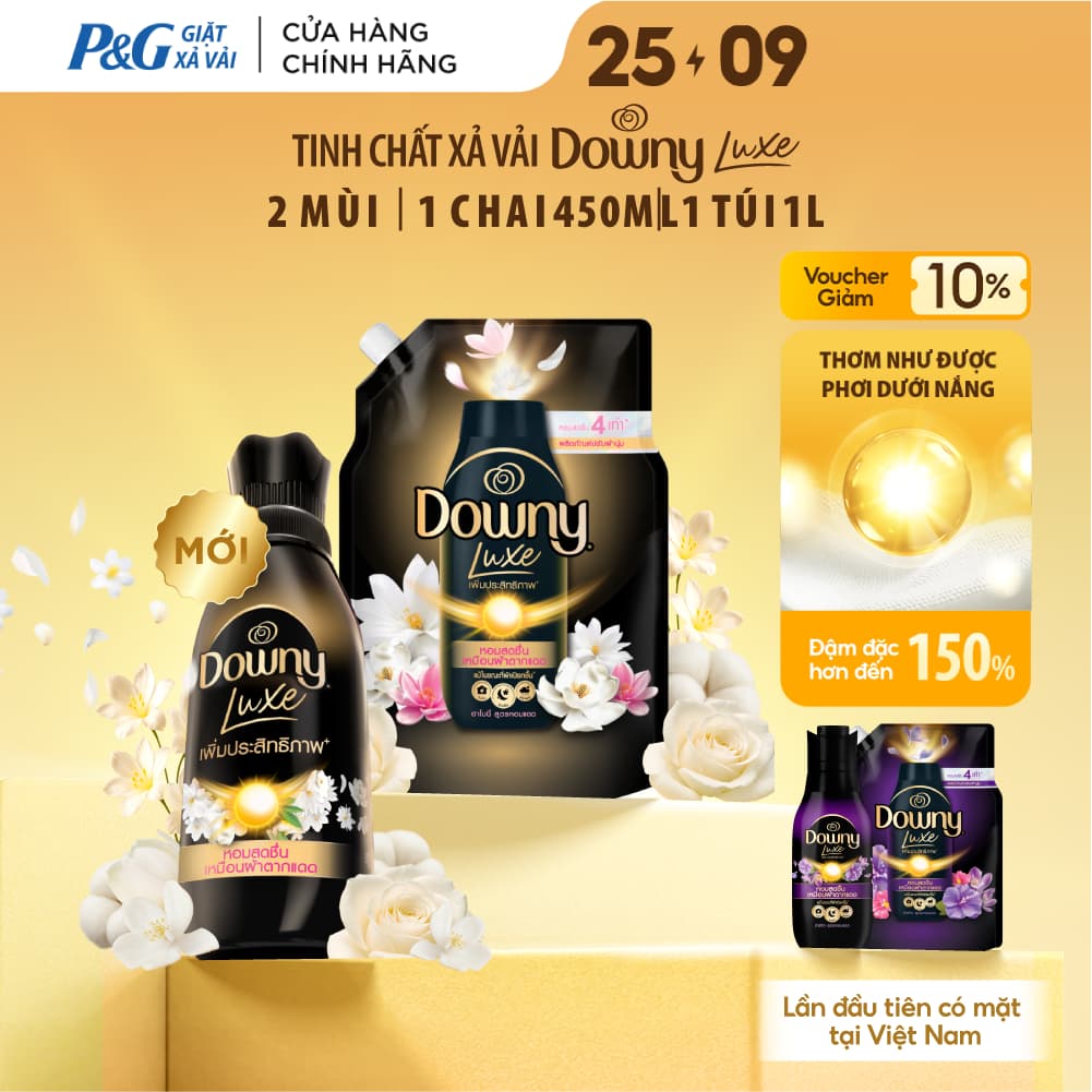 [MỚI] Tinh Chất Xả Vải DOWNY LUXE Với Tinh Chất Mặt Trời - Thơm Như Được Phơi Dưới Nắng (Chai 450ml/ Túi 1L)